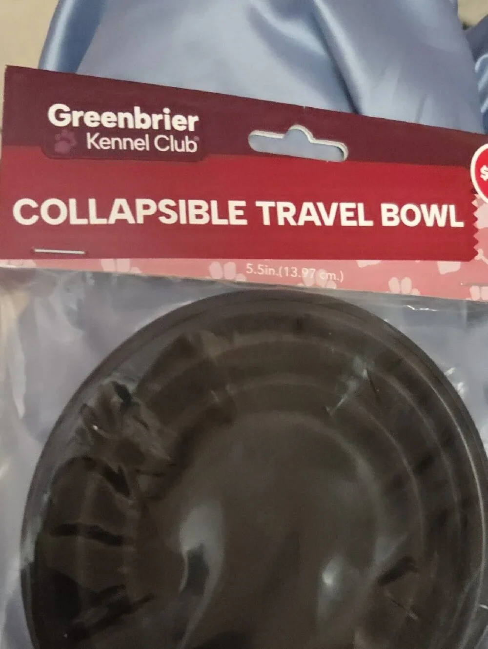 Greenbrier Kennel Club Black Collapsible Travel Dog Bowl NWOT